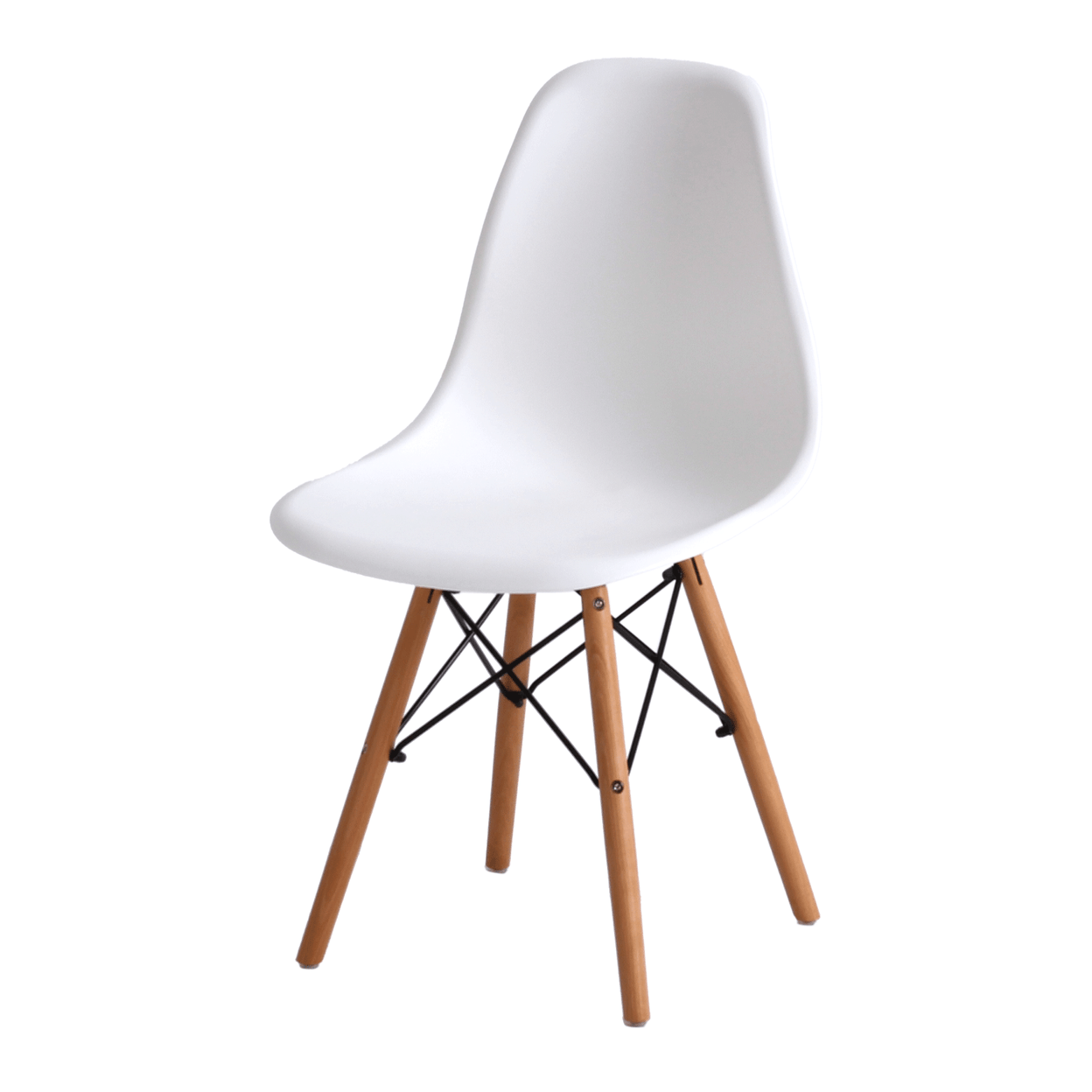 Cadeira Branca Charles Eames Eiffel Base Madeira